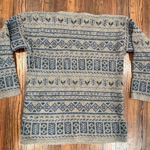 Express Tricot Vtg 90s RARE Womens Wool Blend Bohemian VNeck Tribal Sweater Sz S - Picture 4 of 5